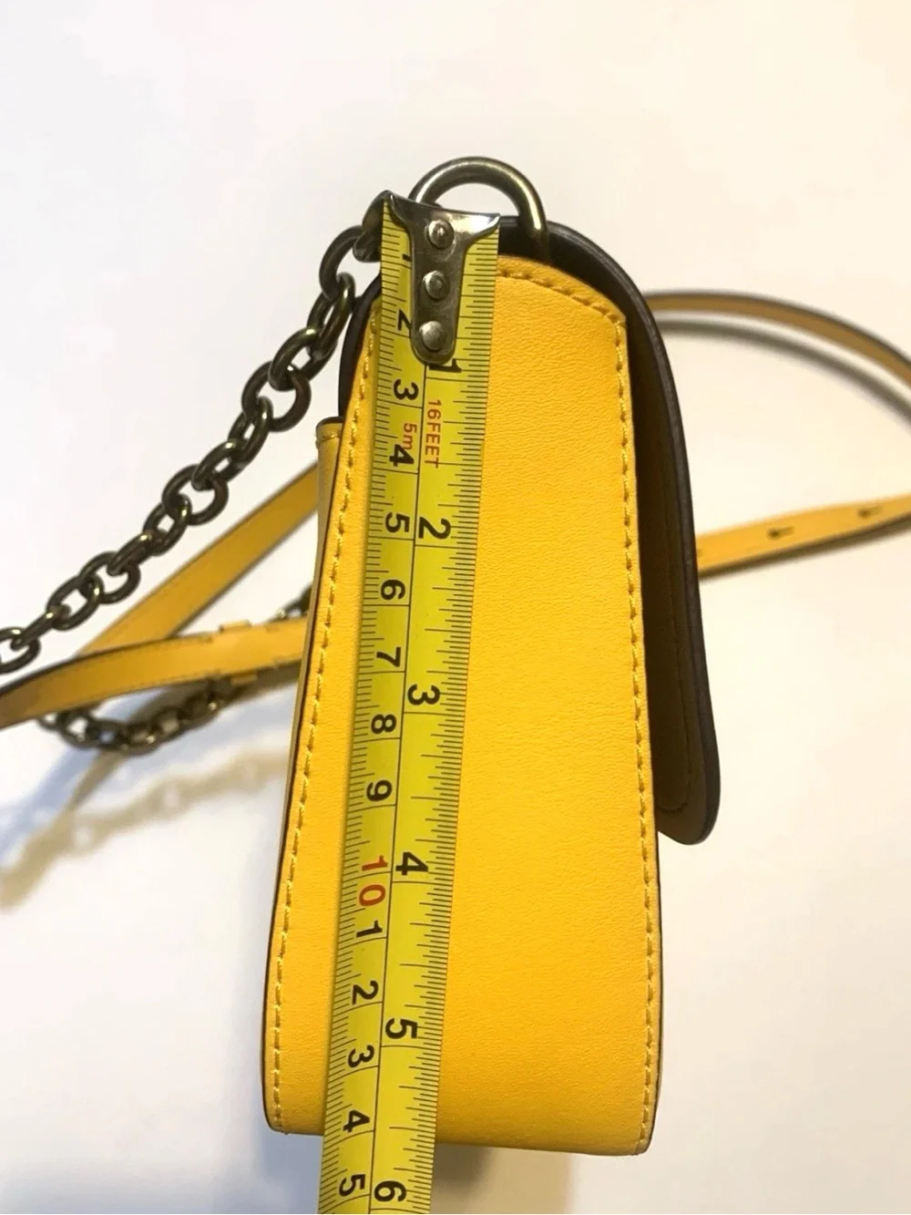 Ralph Lauren Yellow Leather Crossbody Bag with Turn-Lock Closure